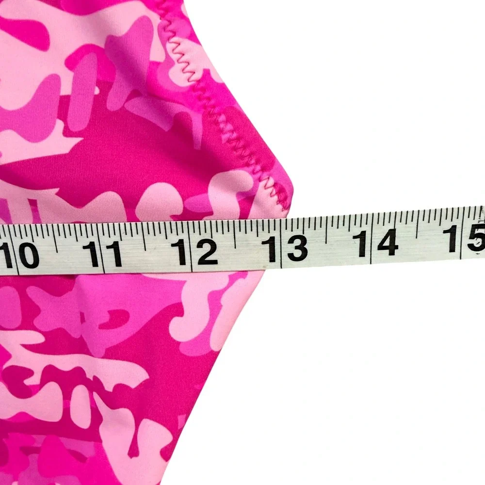 Skims Signature Swim Scoop Neck One Piece Womens S Pink Camo Monogram Swimsuit